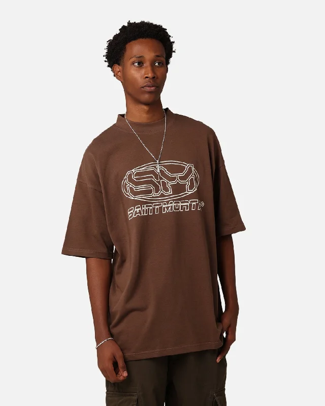 Saint Morta Rage Motors Premium T-Shirt Brown-- Mesh Blend Leather Blend Suede Blend
