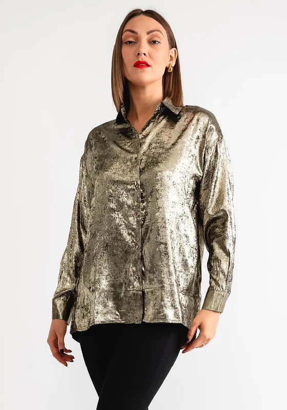 Serafina Collection Metallic Shirt, Dark Gold-- Machine Wash Dry Clean Hand Wash