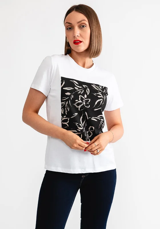 Kaffe Sandra Floral Graphic T-Shirt, White-- Jersey Fabric Tulle Fabric Batik Fabric