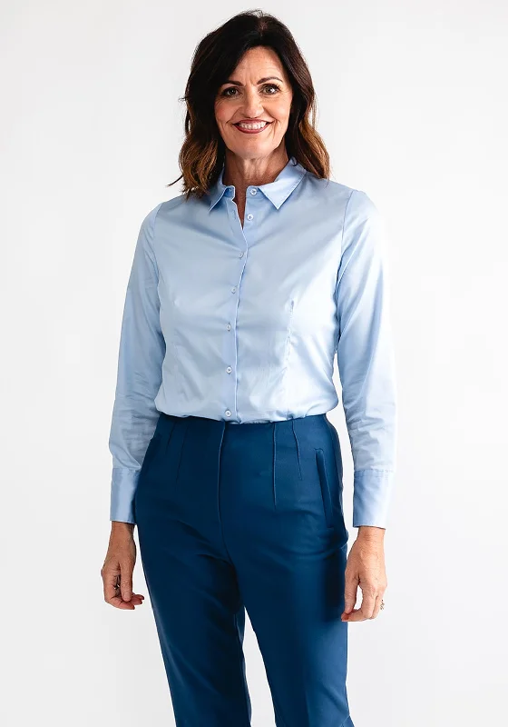 Eterna Womens Classic Shirt, Blue-- Print Jacquard Patchwork