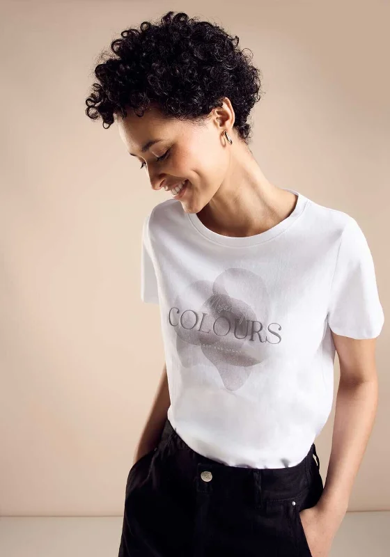 Street One Colours Graphic Print T-Shirt, White-- Print Jacquard Patchwork
