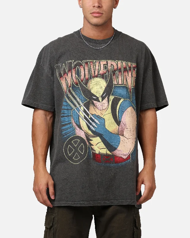 Goat Crew Marvel X-Men Wolverine Heavyweight T-Shirt Black Wash-- V-Neck T-Shirt Long Sleeve Cotton