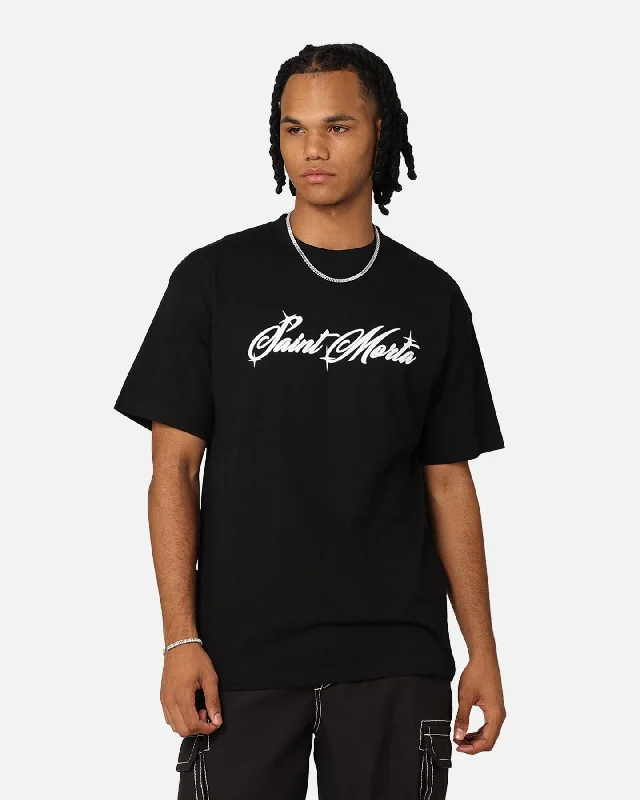 Saint Morta Solar Flare Drop T-Shirt Black-- Anti-Pilling Machine Wash Handmade