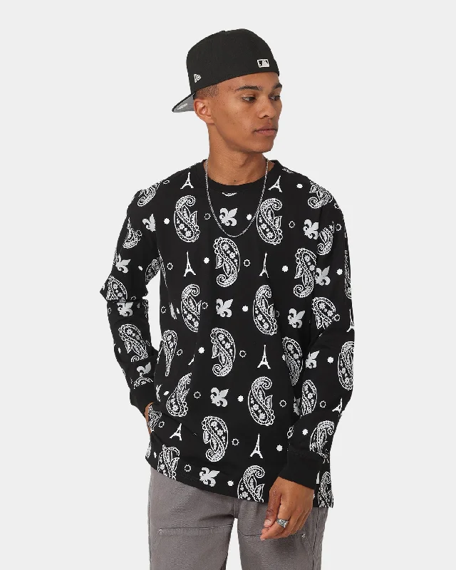 Carré Big Bandana Oversized T-Shirt Black-- Mesh Fabric Canvas Fabric Denim Fabric