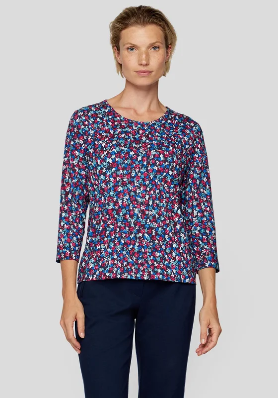 Rabe Ditsy Floral Print T-Shirt, Multi-- Welt Pockets Slit Pockets Flap Pockets