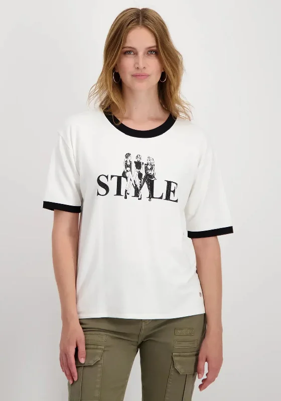 Monari Contrast Style T-Shirt, White-- Plaid T-Shirt Polka Dot Checkered