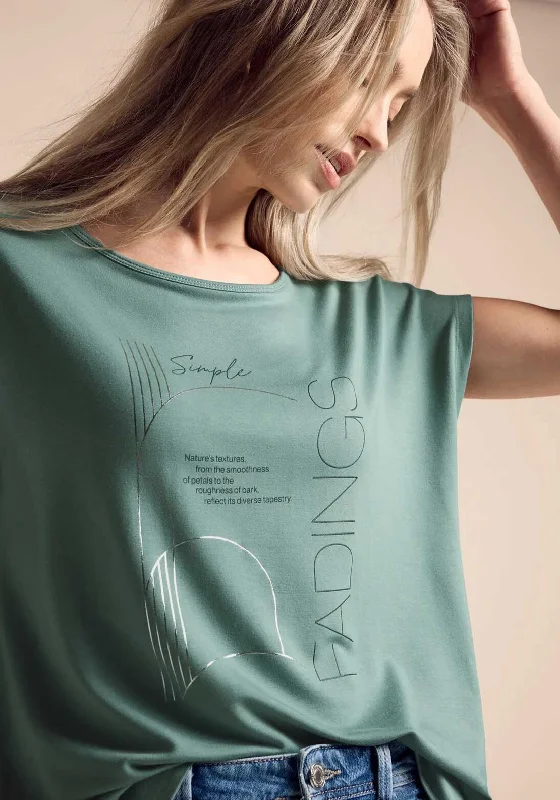 Street One Graphic T Shirt, Green-- Chenille Blend Fleece Blend Nylon Blend