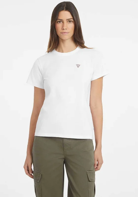 Guess Womens Mini Triangle T-Shirt, White-- Plaid T-Shirt Polka Dot Checkered