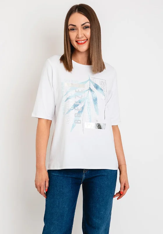 Rabe Metallic Graphic Print T-Shirt, White-- Knit Fabric Woven Fabric Fleece Fabric