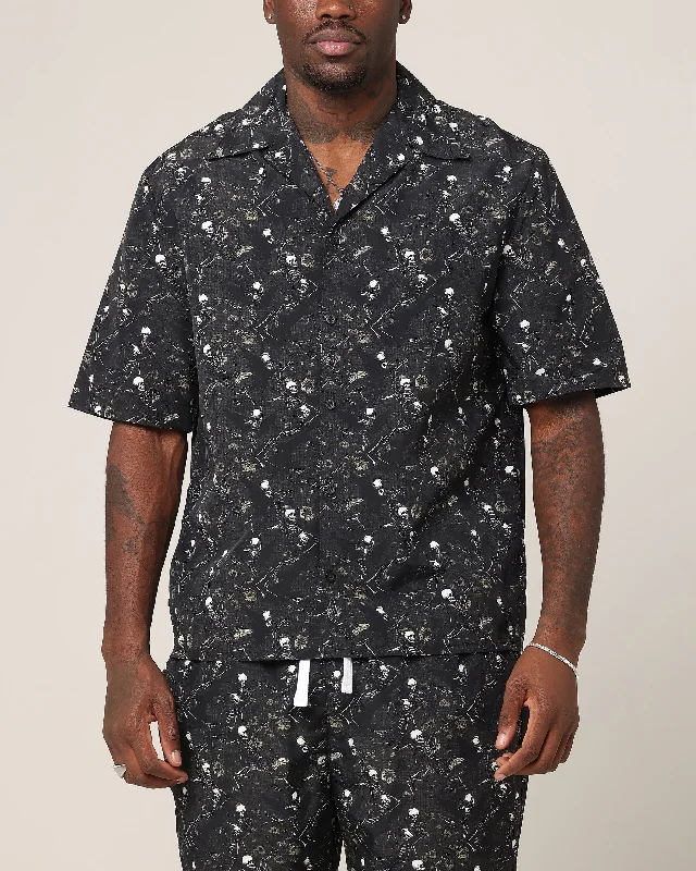 Saint Morta Netherworld Button Up Shirt Multi-- Chenille Blend Fleece Blend Nylon Blend