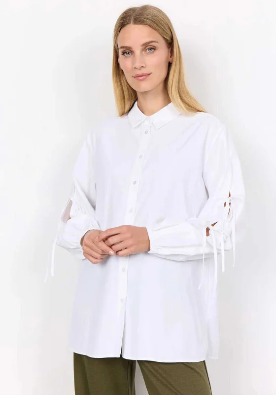 Soyaconcept Netti Tie Sleeve Shirt, White-- Front Pockets Side Pockets Patch Pockets