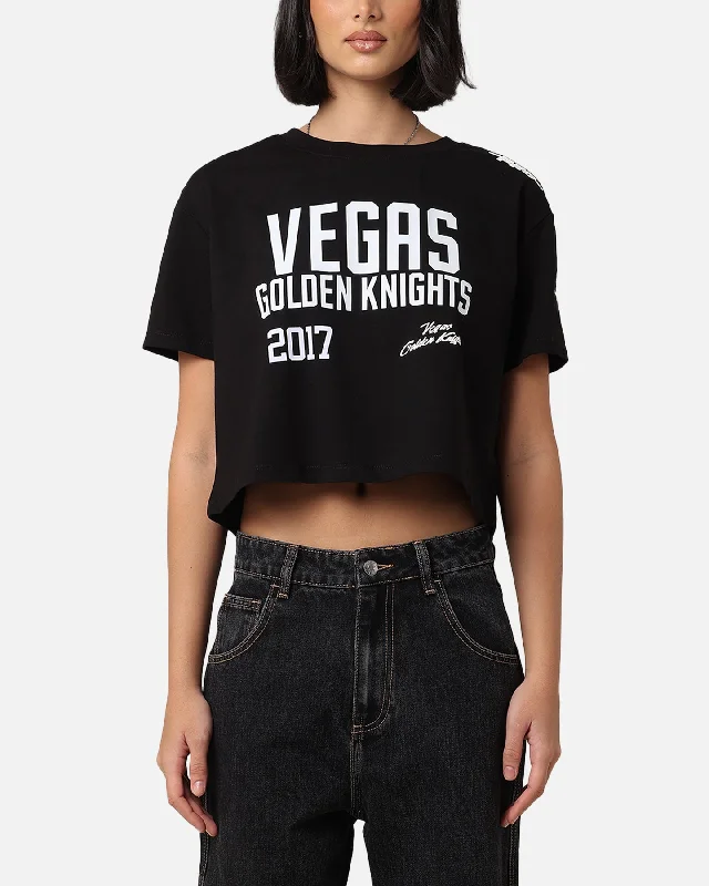 Pro Standard Women's Vegas Golden Knights Boxy Cropped T-Shirt Black-- Seamless Knitted Crochet Pro Standard Women's Vegas Golden Knights Boxy Cropped T-Shirt Black-- Seamless Knitted Crochet