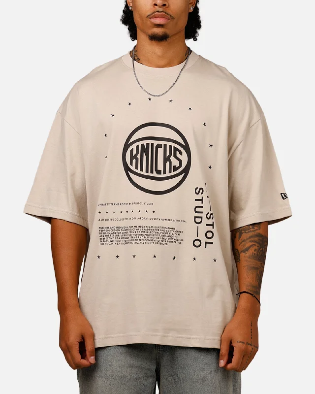 New Era X Bristol Studio New York Knicks 'Teams Edition' T-Shirt Stone-- Embroidered Appliqued Beaded