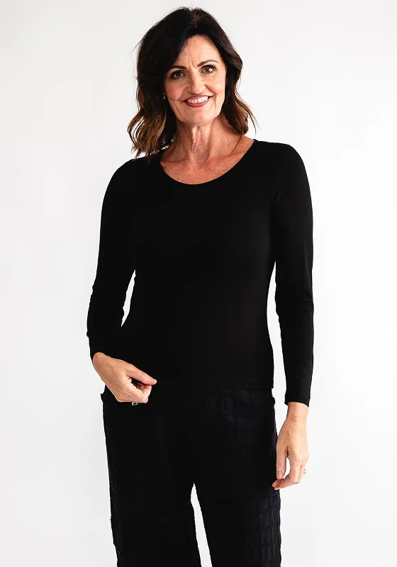 My Soul Long Sleeve T-Shirt, Black-- Notch Collar Peter Pan Collar Cowl Neck