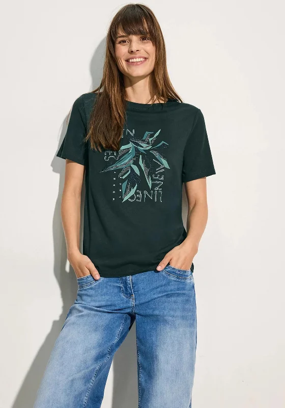 Cecil Rhinestone Graphic T-Shirt, Green-- Hooded Caped Shawl Collar