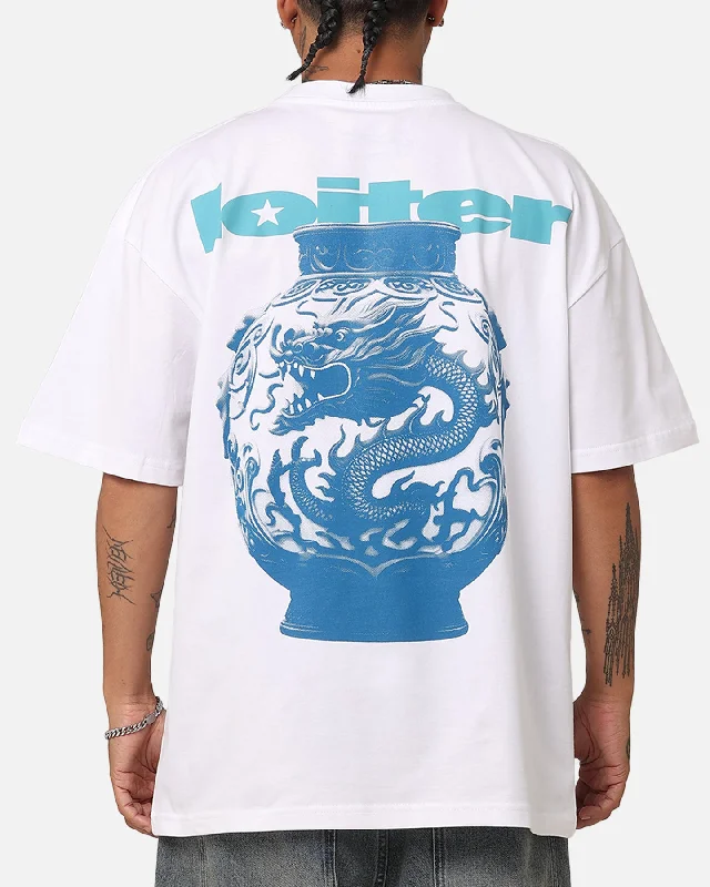 Loiter Fine China T-Shirt White-- Real Fur Shearling Chenille