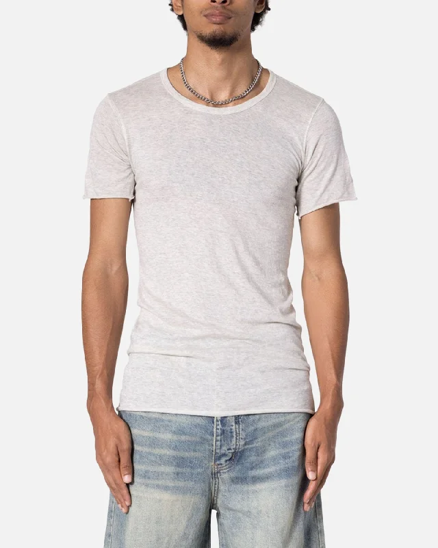 MNML Sheer Knit Bias Cut T-Shirt Grey-- Satin Fabric Silk Fabric Chiffon Fabric