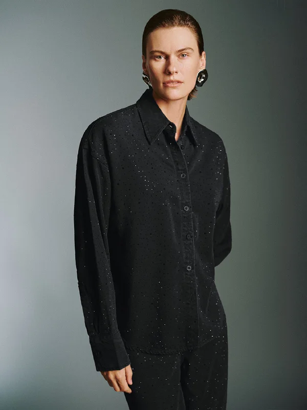 Button Up Denim Shirts-- Chenille Brocade Lace