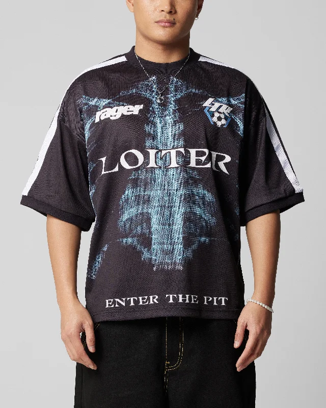 Loiter Ribcage Sports T-Shirt Black-- Knit Fabric Woven Fabric Fleece Fabric