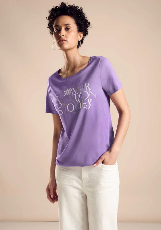 Street One Summer Vacation Stories T-Shirt, Bellflower Lilac-- Spandex Blend Rayon Blend Denim Blend