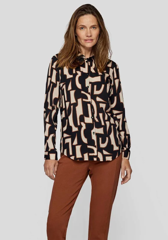 Rabe Abstract Print Shirt, Black-- Oversized T-Shirt Spandex breathable