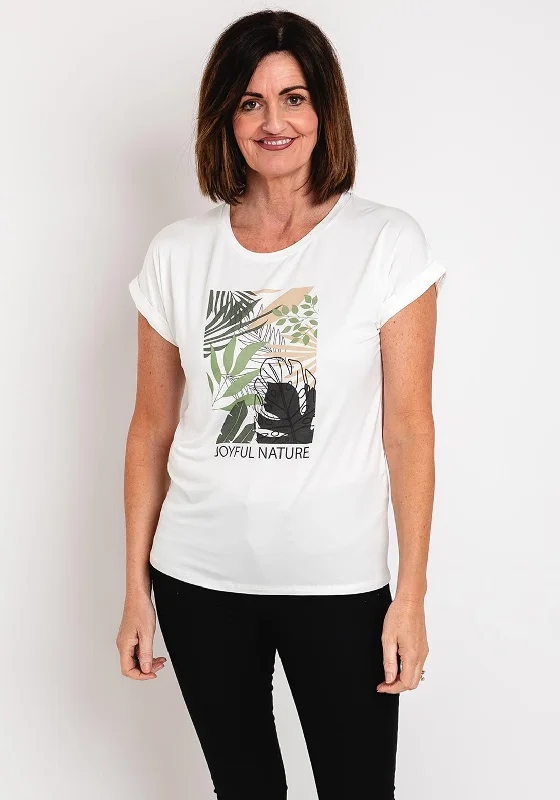 Soyaconcept Marica Graphic Print T-Shirt, White-- Asymmetrical Pockets Print