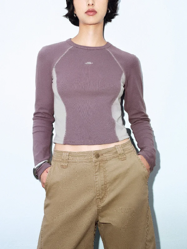Crew Neck Skinny T-Shirts-- Spandex Blend Rayon Blend Denim Blend