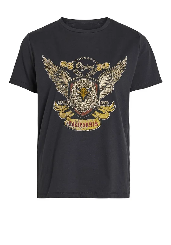 Vila Colban Printed T-shirt, Black & Gold-- Chenille Brocade Lace