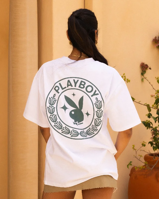 Playboy By Culture Kings A Class T-Shirt White-- Seamless Knitted Crochet