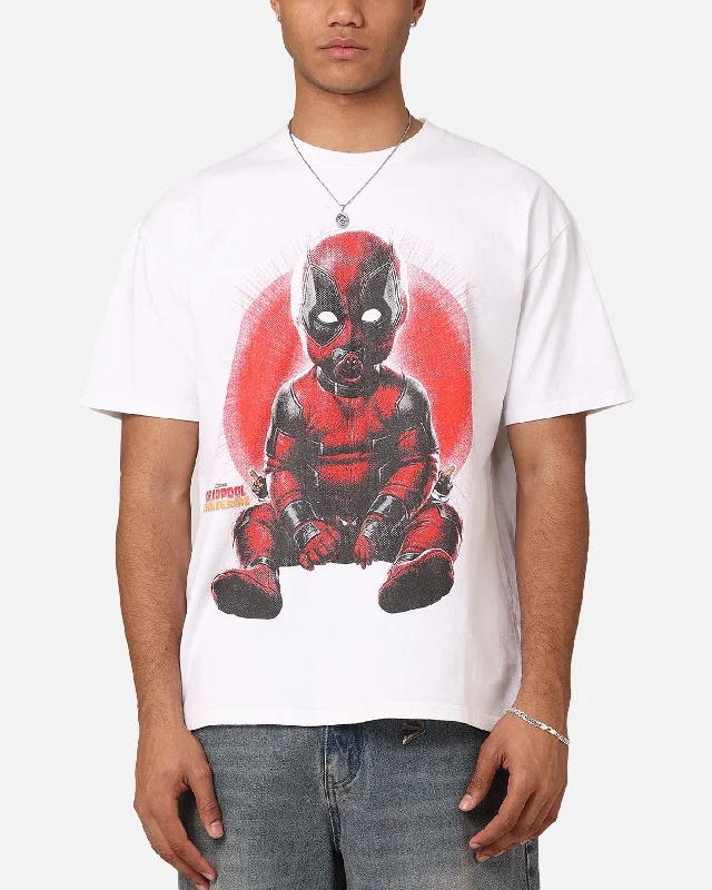 Goat Crew Marvel Deadpool Babypool Vintage T-Shirt White-- Boxy Fit Fitted Loose