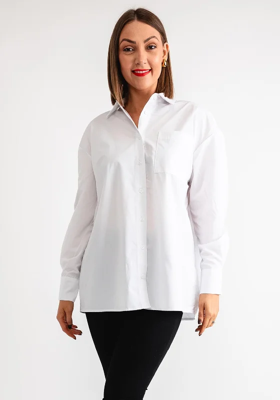 Kaffe Grace Open Back Shirt, White-- Zippered Buttoned Snapped