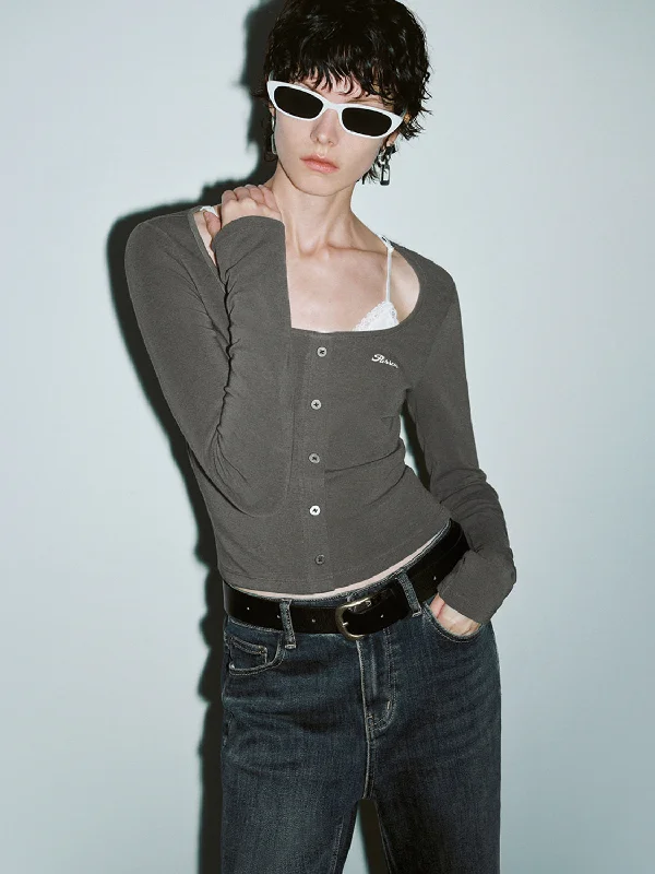Skinny T-Shirts-- Collared Crew Neck Turtle Neck