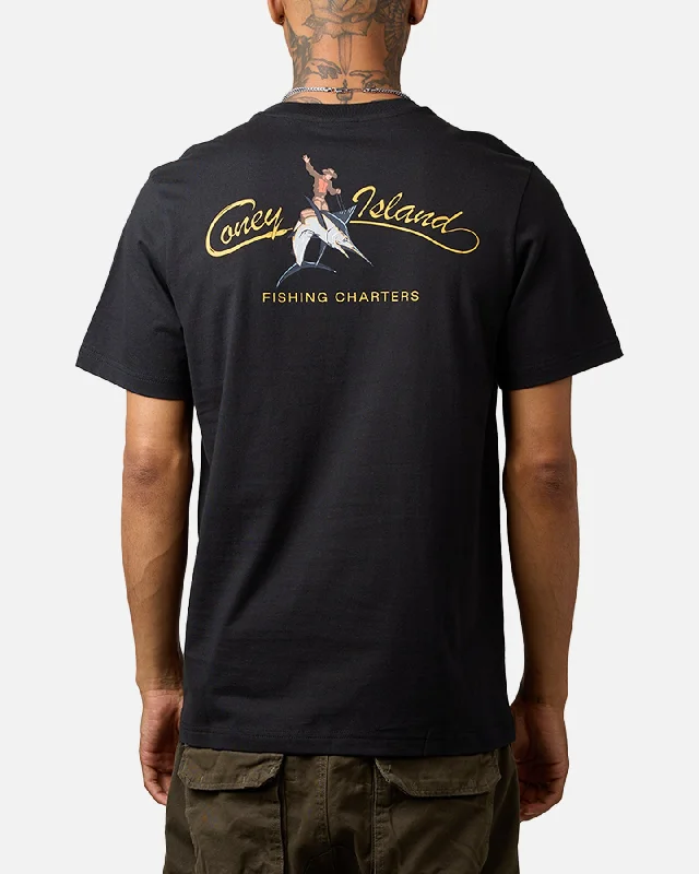 Coney Island Picnic Fishing T-Shirt Black-- Hooded Caped Shawl Collar