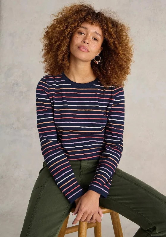 White Stuff Clara Long Sleeve Stripe T-Shirt, Navy-- Casual Formal Business