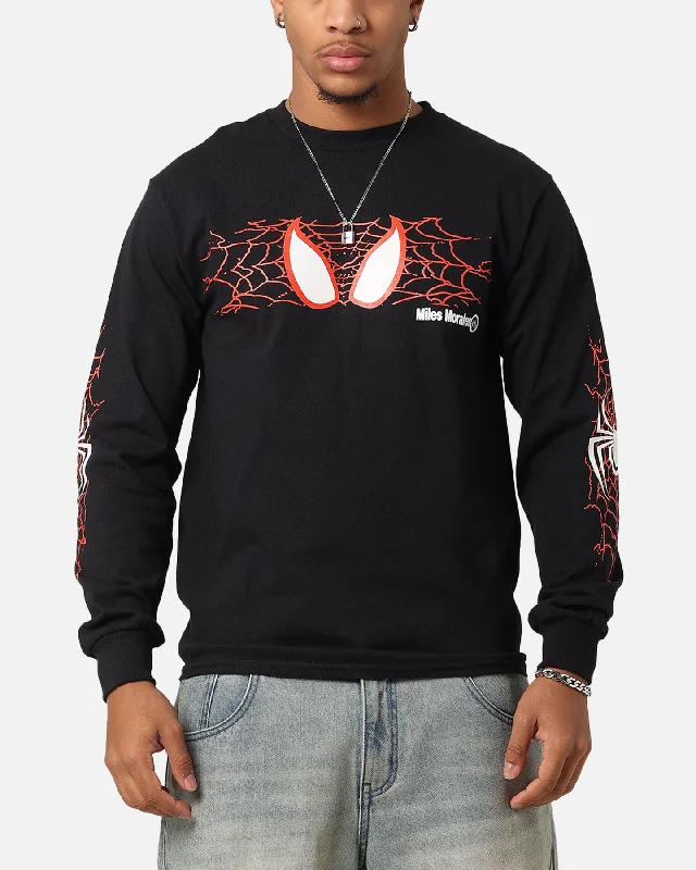 Goat Crew Marvel Spider-Man Y2K Miles Long Sleeve T-Shirt Black-- Graphic T-Shirt Round Neck Polyester