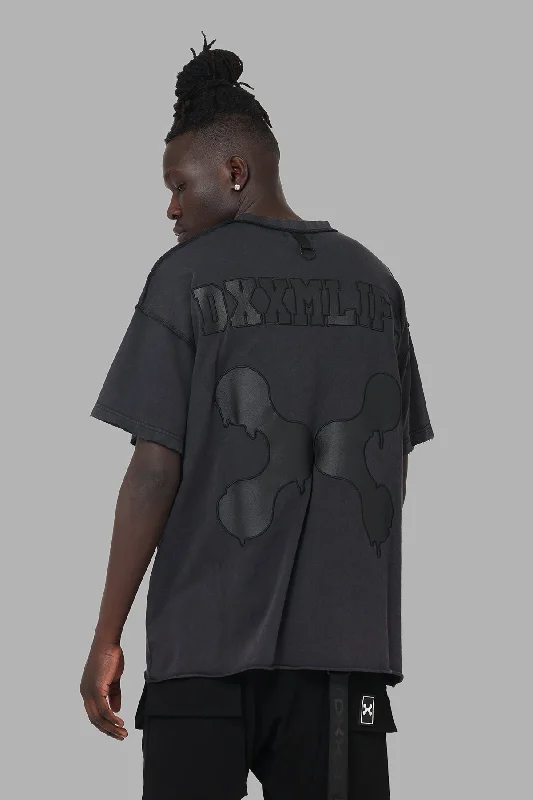 DXXMLife L-5 Txnal Oversized T-Shirt Black/Black-- Cashmere Blend Cotton Blend Poly Blend