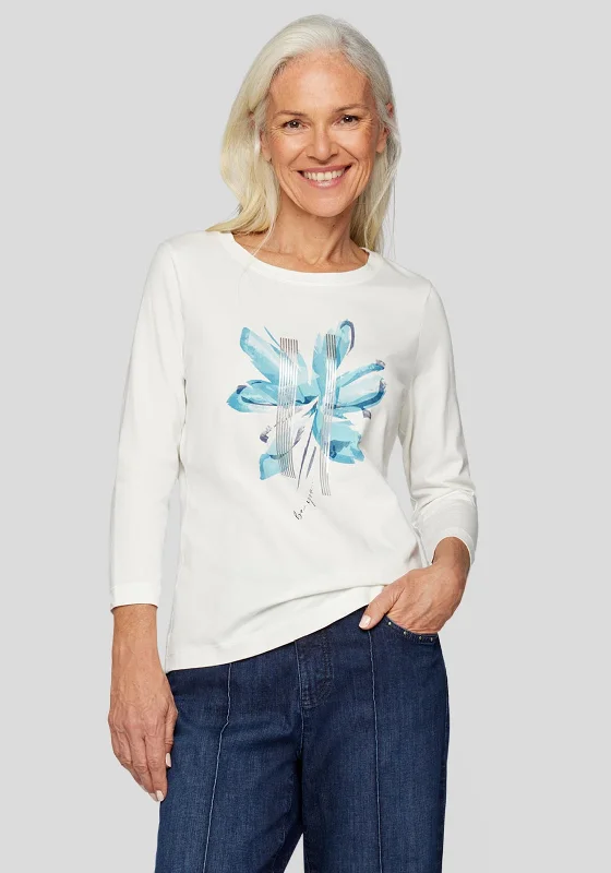 Rabe Floral Graphic T-Shirt, White-- Houndstooth Herringbone Solid