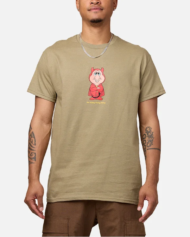 Felt Lil' Devil T-Shirt Brown-- Notch Collar Peter Pan Collar Cowl Neck