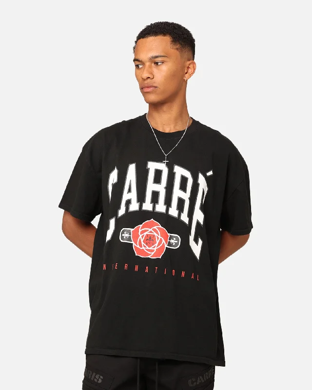 Carre Rose International Box T-Shirt Black-- Solid Color Striped Floral