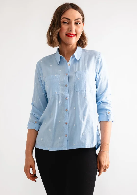 White Stuff Sophie Organic Cotton Shirt, Light Blue-- Cashmere Blend Cotton Blend Poly Blend