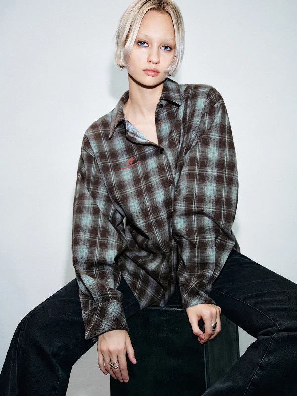 Plaid Loose Shirts-- Plaid T-Shirt Polka Dot Checkered