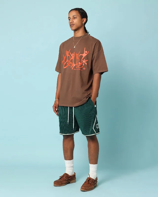 Carré Raver Oversized T-Shirt Brown-- Zippered Front Buttoned Front Snap Front