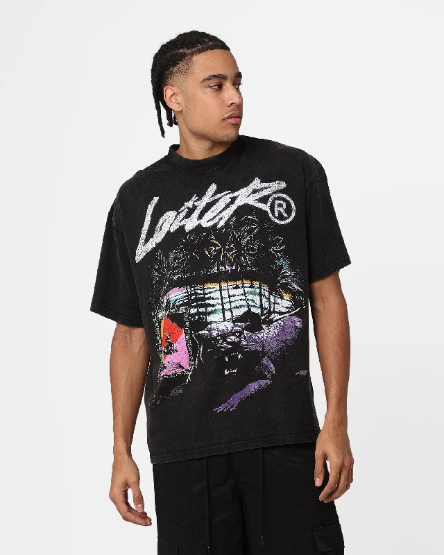 Loiter Jungle Vintage T-Shirt Black Wash-- Graphic T-Shirt Round Neck Polyester