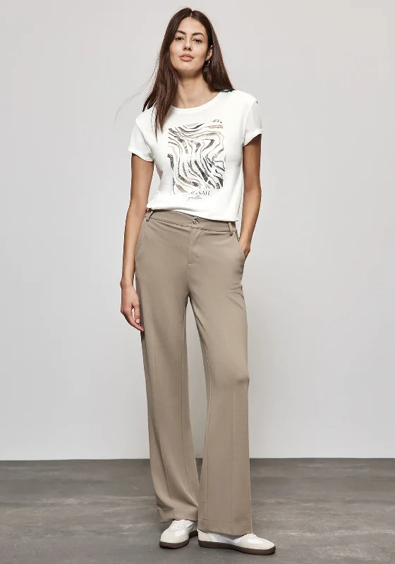 Street One Graphic Sequins T-Shirt, Off White-- Fleece Fabric Down Fabric Feather Fabric