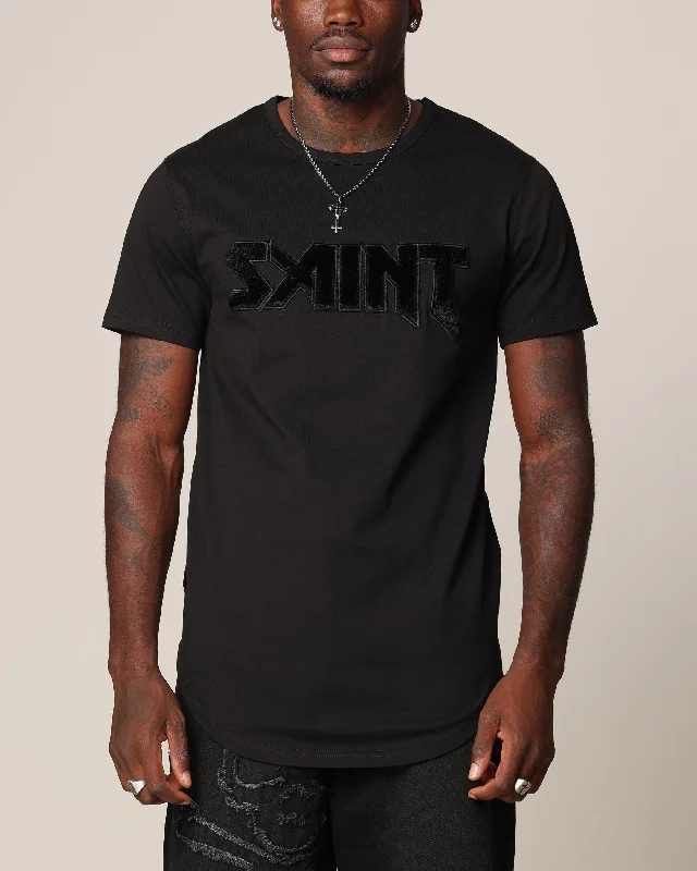 Saint Morta Fein El Duplo T-Shirt Black-- Solid Color Striped Floral