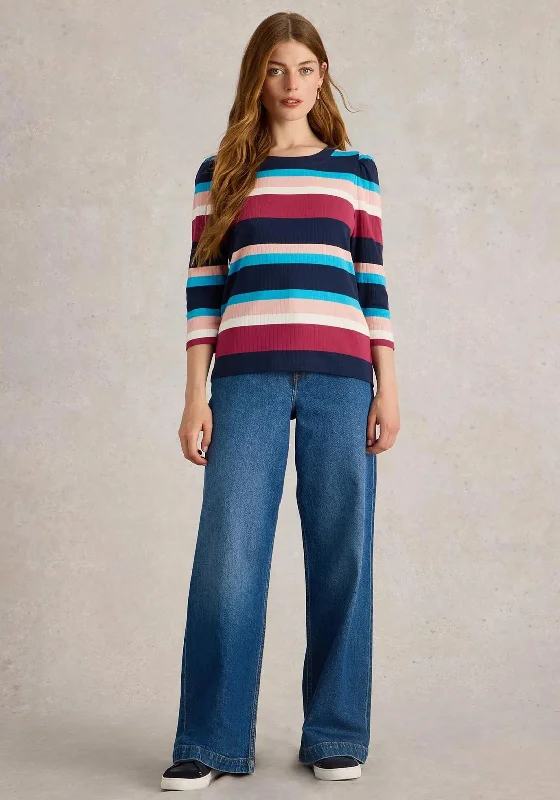 White Stuff Ribbed Striped T-Shirt, Multi-- Faux Fur Fabric Real Fur Fabric Shearling Fabric
