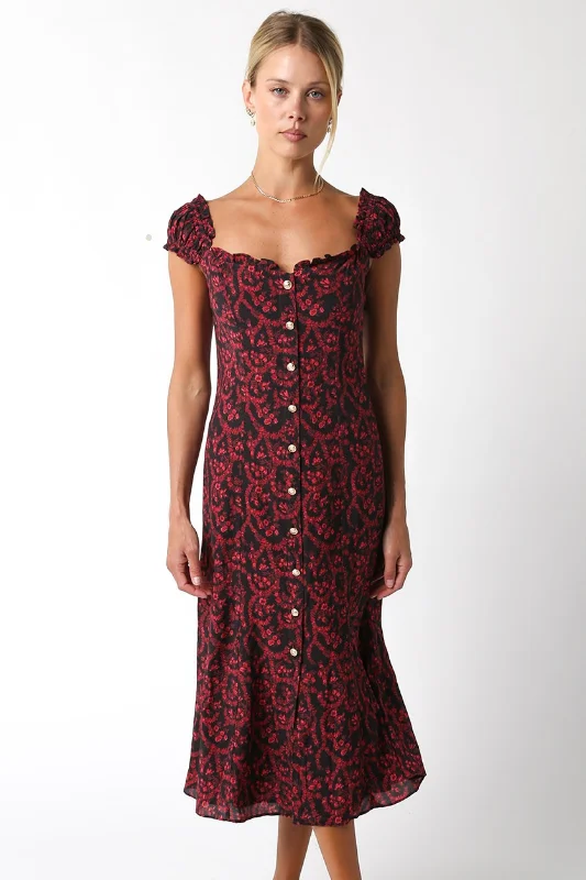 Savanah Button Dress Elegant Long Evening