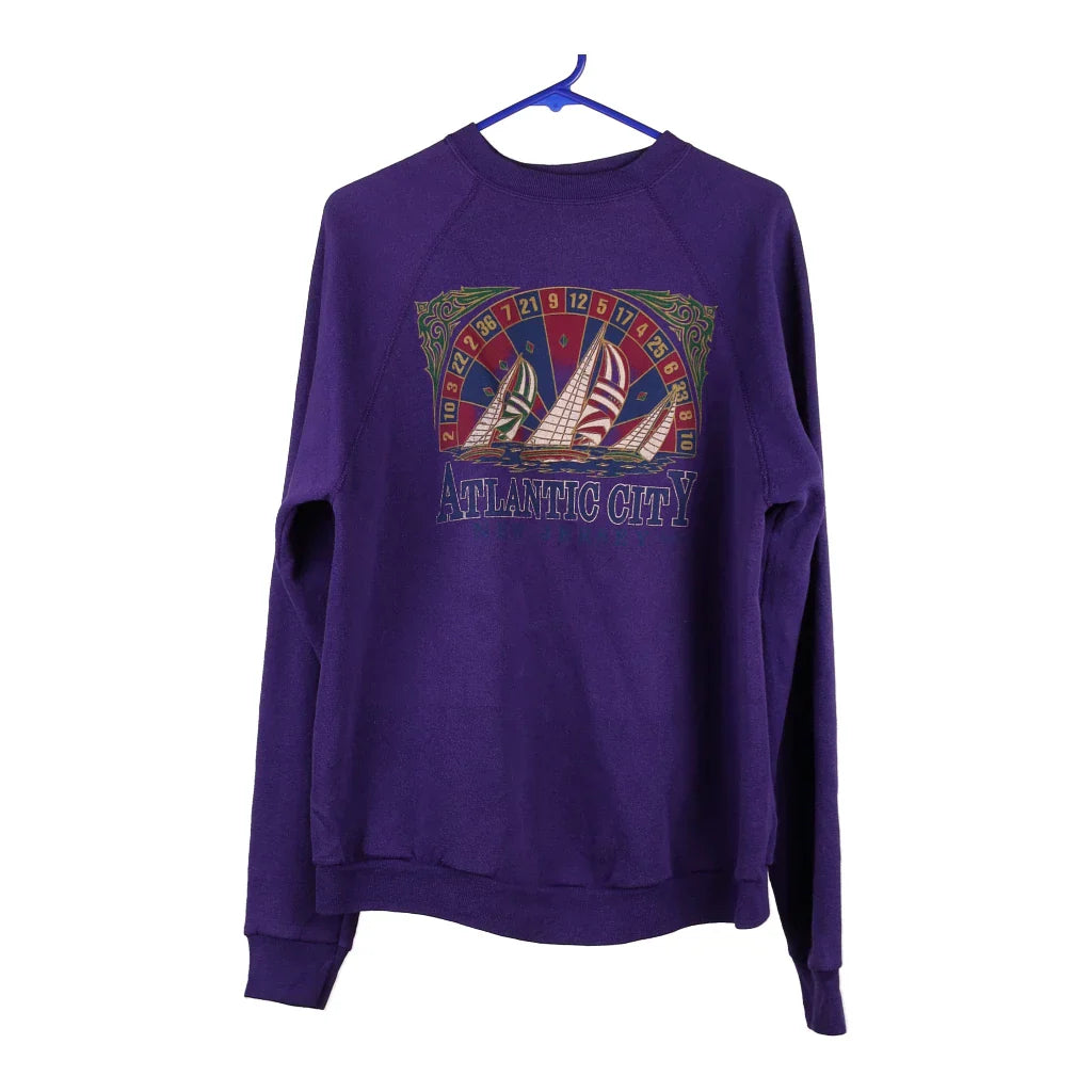 Atlantic City Nucleus Graphic Sweatshirt - Large Purple Cotton Blend Hoodie with Emblem Brand Identity