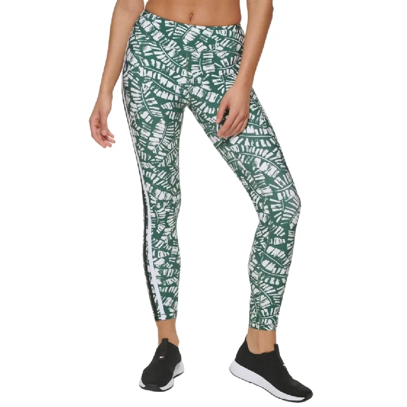 ORIGINAL - Palm-Print High-Rise Compression Leggings Elegant Satin Finish Leggings