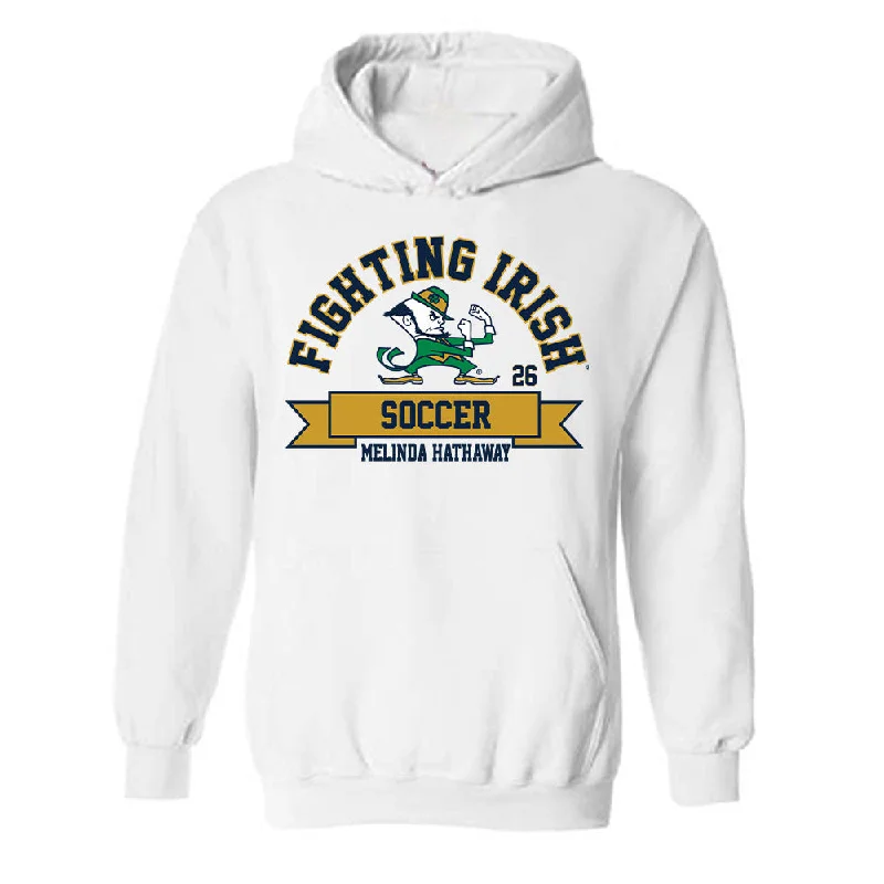 Notre Dame - NCAA Women's Soccer : Melinda Hathaway - Classic Fashion Shersey Hooded Sweatshirt Hoodie with Oversized Fit Loose Comfortable